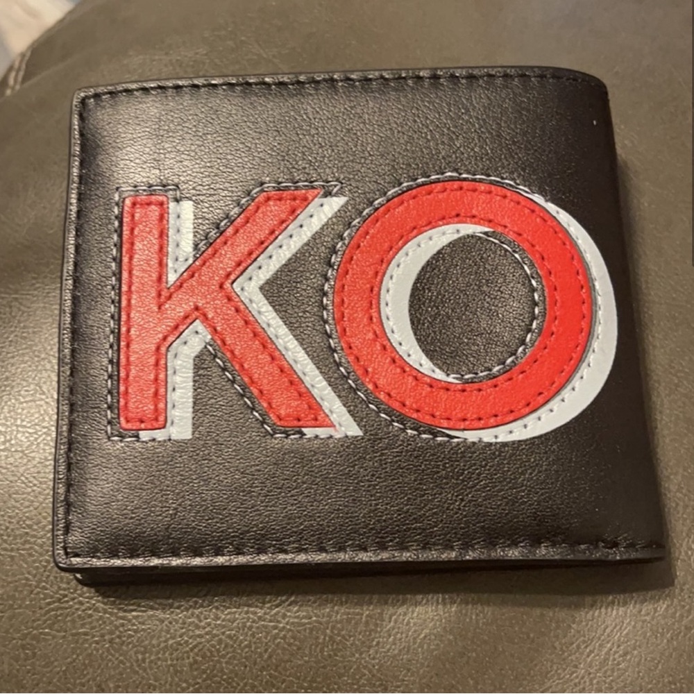Michael Kors Black Leather Wallet w’ Red & White Accents